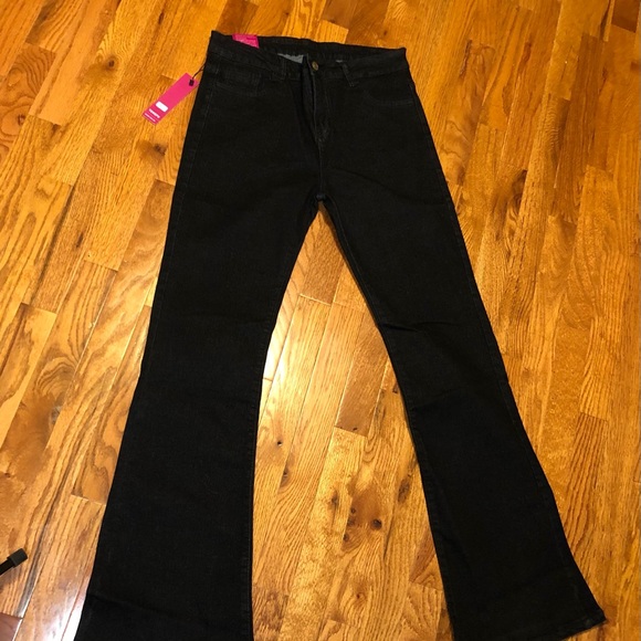 Tengfu Size 12 Jeans Flare Bottoms - Black - Picture 3 of 6